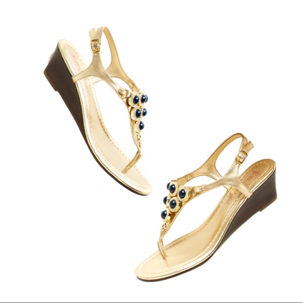 Lilly Pulitzer BEACH CLUB LEATHER WEDGE - Picture 2 of 5